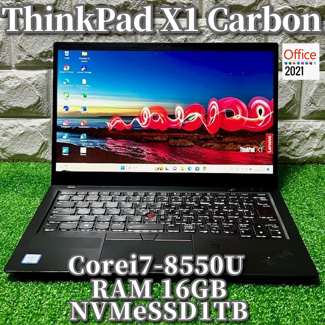 最上級ハイスペック！NVMeSSD1TB搭載！【 Lenovo ThinkPad X1 Carbon 】Corei7-8550U /RAM16GB /カメラ /Windows11Pro /MSOffice2021_画像1