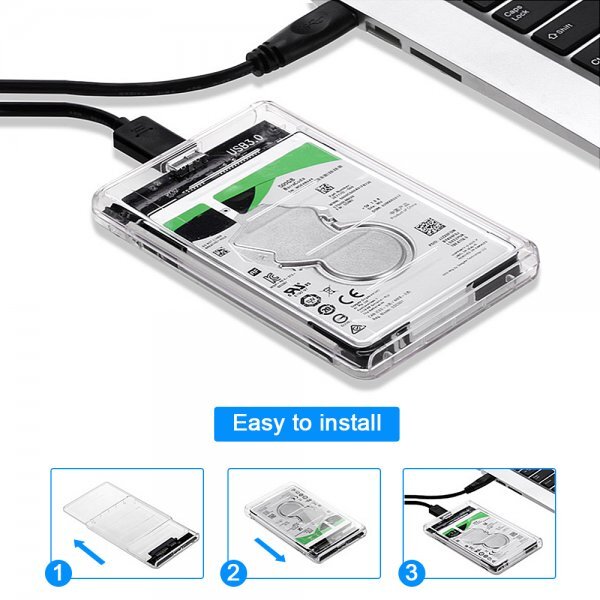 「送料無料」2個セット/ HDD クリアーケース 2.5インチ SATA USB3.0 対応、硬質ABS 超高速な転送速度を実現！6TB対応 Aa25_ 2.5In HDケース2個セット