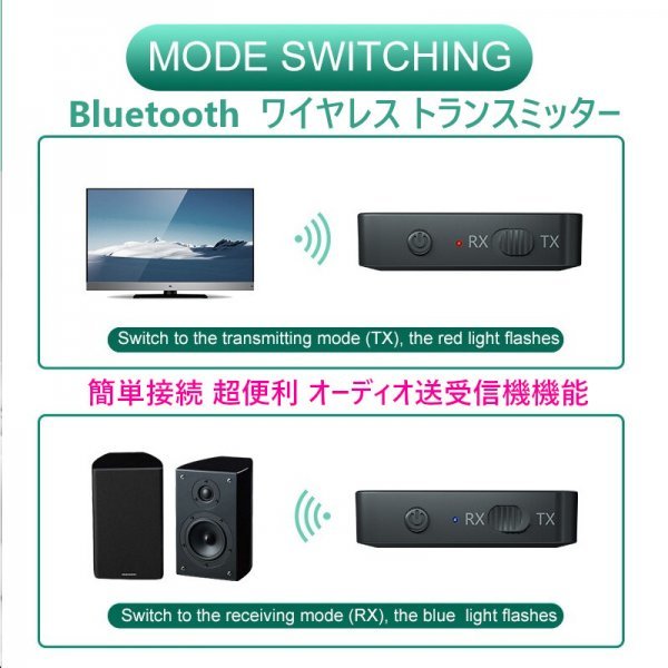 「送料無料」 Bluetooth 5.0 トランスミッター送受信機,ワイヤレス, オーディオアダプター,ハンズフリー,自動車,TV,PC,ヘッドフォン ct_Bluetoothワイヤレストランスミッター