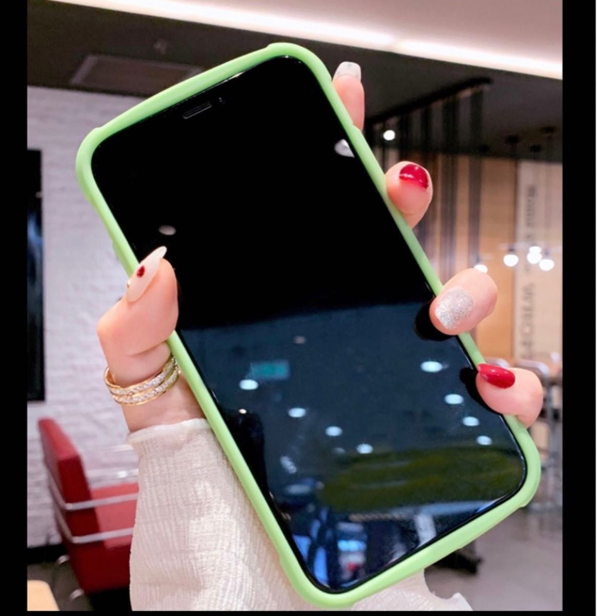 iPhone12 黄緑色 グリーン iPhoneケース 携帯ケース クリアケース 透明ケース シンプルケース アイフォンケース