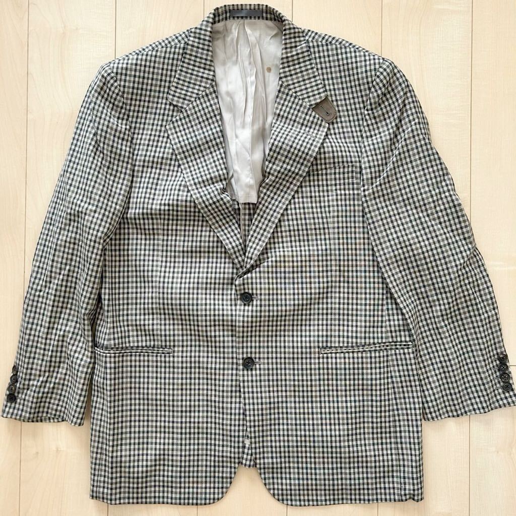 90s BURBERRYS Burberry check pattern tailored jacket blaser wool 100% men's 100-96-175 BE6 XL size corresponding large size 