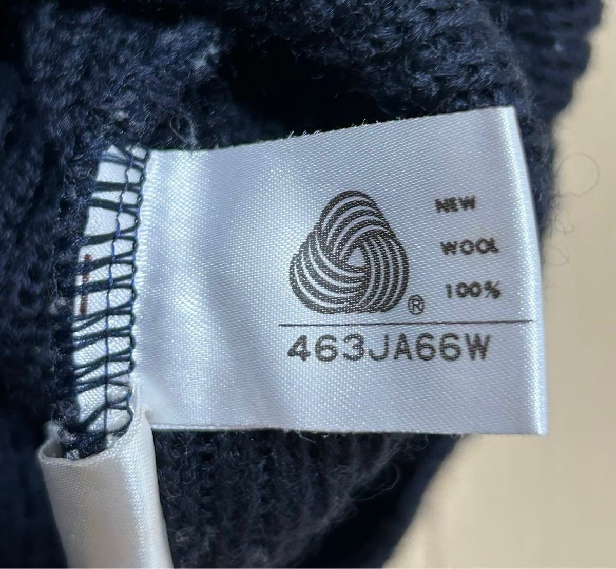 良品　90s　ELEMENT OF SIMPLELIFE　刺繍ビッグロゴ　長袖　デザインニット　セーター　ネイビー　メンズ　M-Lサイズ相当　レトロ　古着_画像6