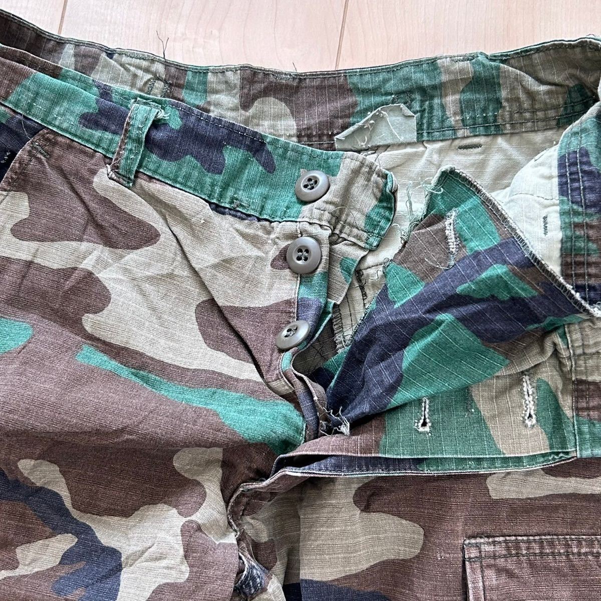 80-90s 米軍実物 放出品 trousers hot weather woodland ミリタリー トラウザー カーゴパンツ M-65 U.S.ARMY SMALL-SHORTの画像6