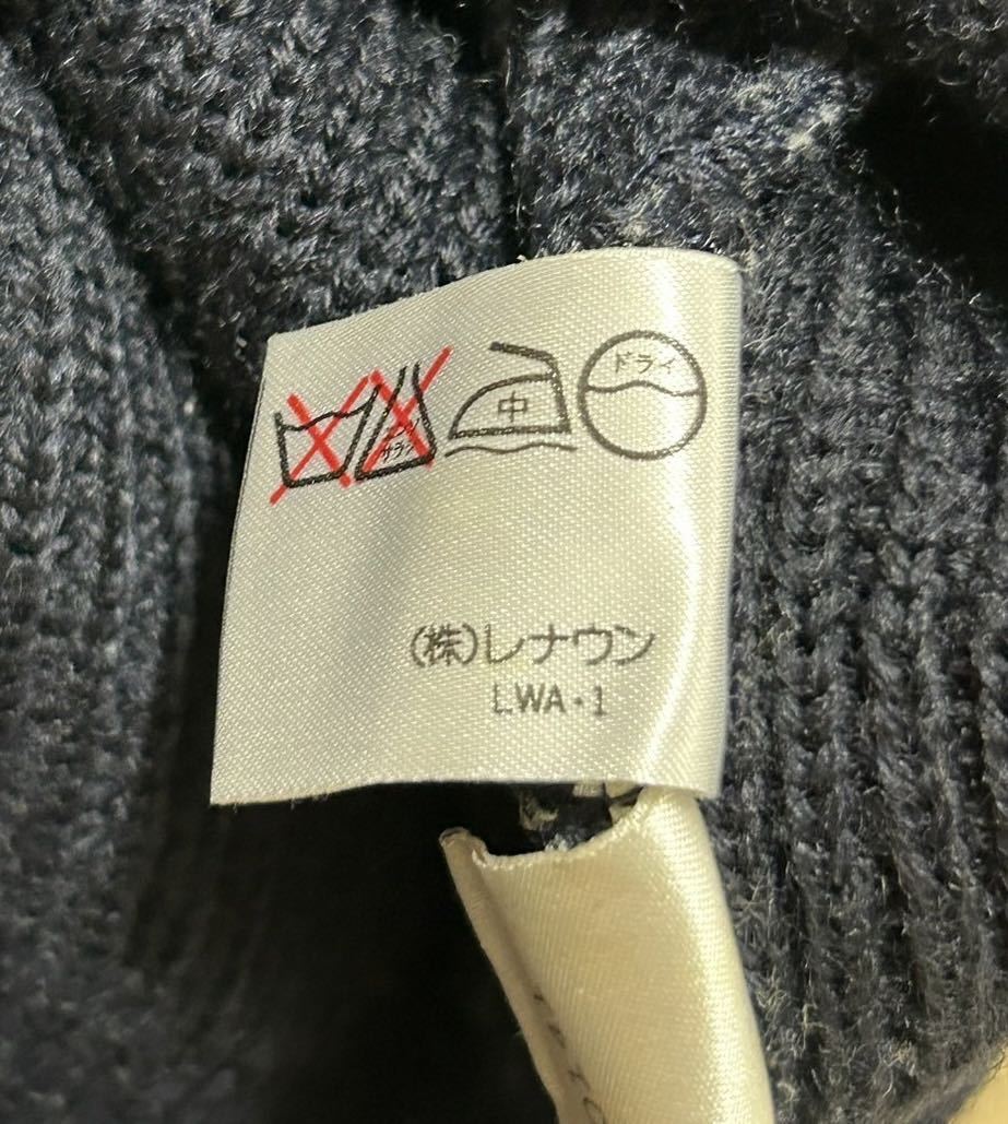 良品　90s　ELEMENT OF SIMPLELIFE　刺繍ビッグロゴ　長袖　デザインニット　セーター　ネイビー　メンズ　M-Lサイズ相当　レトロ　古着_画像5