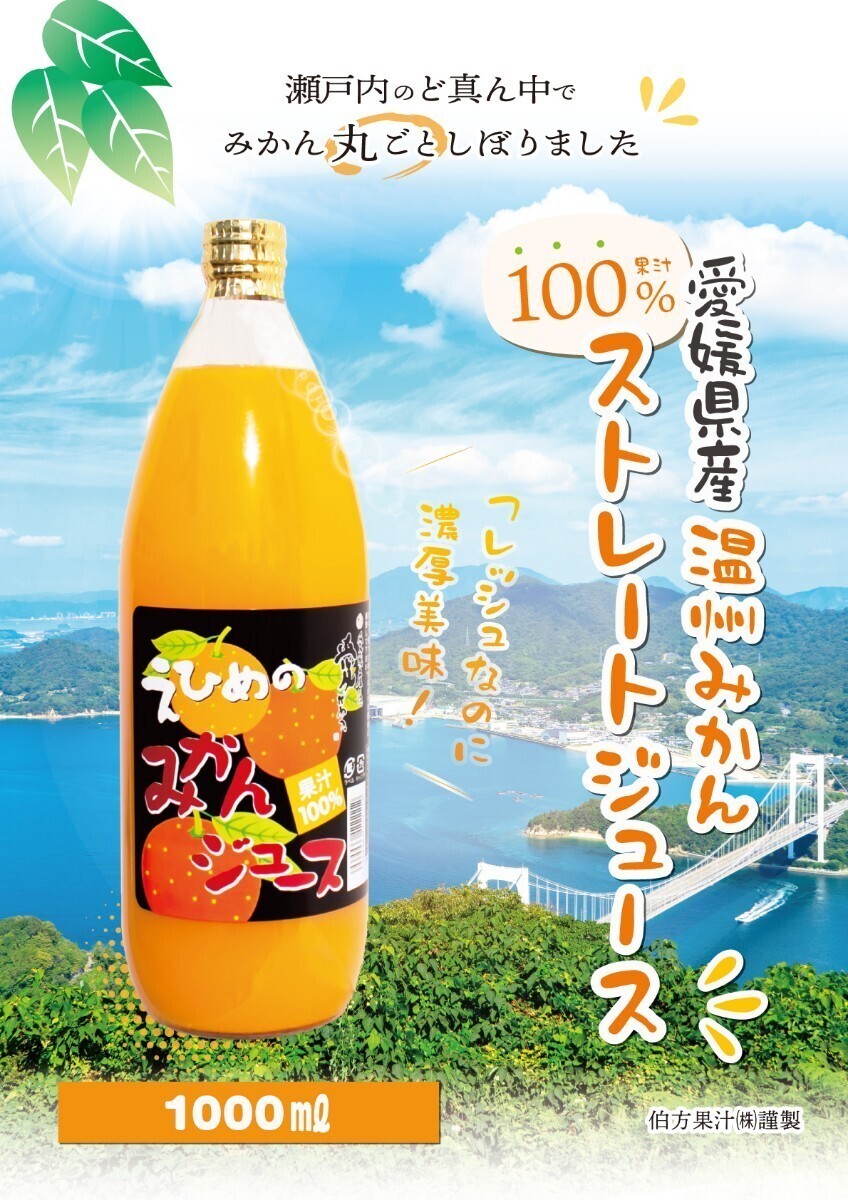 地元道の駅にも出品愛媛県産えひめみかんジュース1000㎜×6本入りストレート果汁の画像1