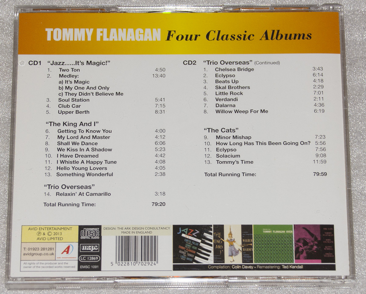 トミー・フラナガンの名盤4枚の廉価版（Tommy Flanagan Four Classic Albumus）:CD 2枚組：美品_画像2