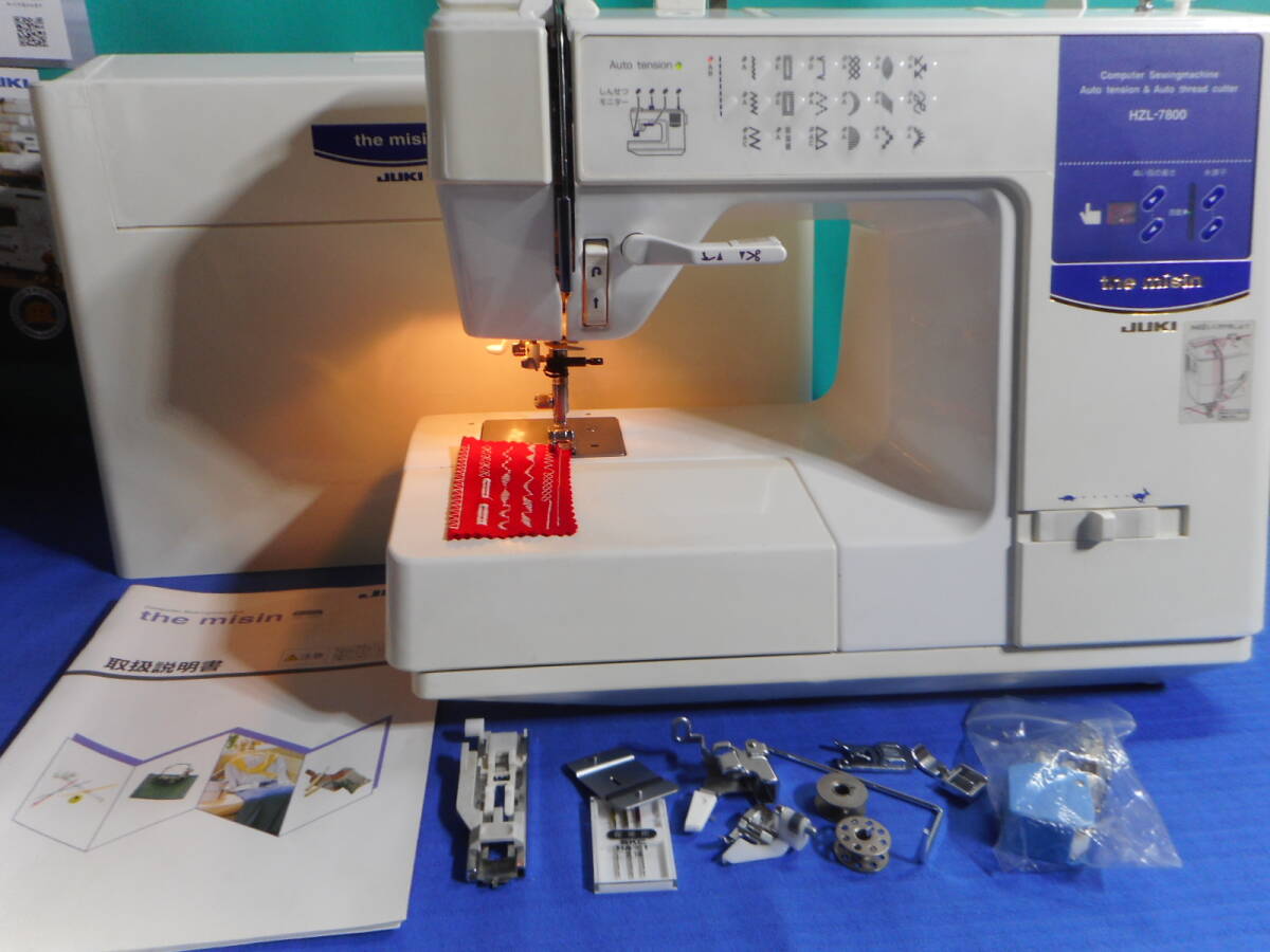 JUKI　HZL-7800　THE　MISIN　日本製　自動糸切り　取り説　カバー付き　パワフル　皮革も縫えます　丈夫_画像1