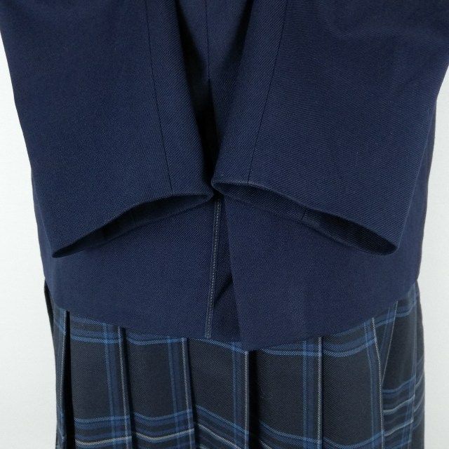 1円 ブレザー チェックスカート リボン 上下4点セット S トンボ 冬物 女子 学生服 大阪南松尾はつが野学園 紺 制服 中古 ランクB EY6465_画像3