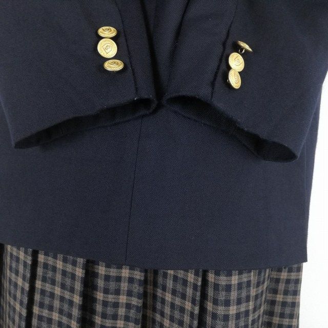 1円 ブレザー チェックスカート 上下4点セット 大きいサイズ 冬物 女子 学生服 京都園部高校 黒 コシノヒロコ 制服 中古 ランクB EY6708_画像3