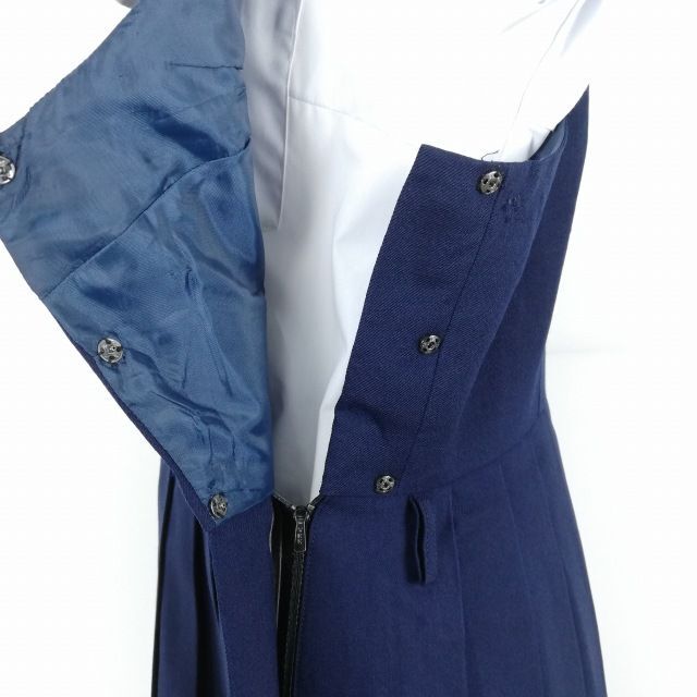 1円 ジャンパースカート 紐タイ バスト98 ウエスト80 冬物 女子 学生服 中学 高校 紺 制服 中古 ランクB EY6959の画像3