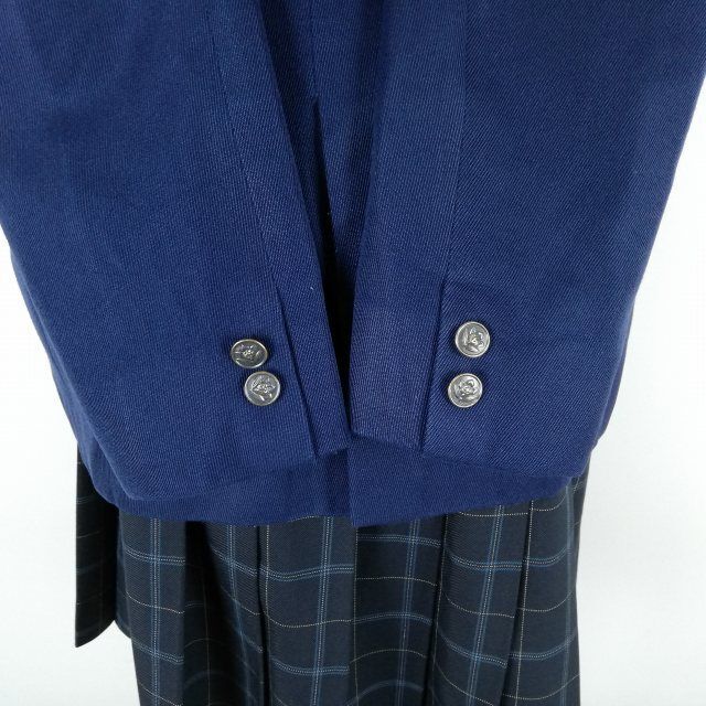 1円 ブレザー チェックスカート 紐タイ 上下4点セット 170A 大きいサイズ 冬物 女子 学生服 兵庫立花中学 花紺 制服 中古 ランクC EY7487_画像3