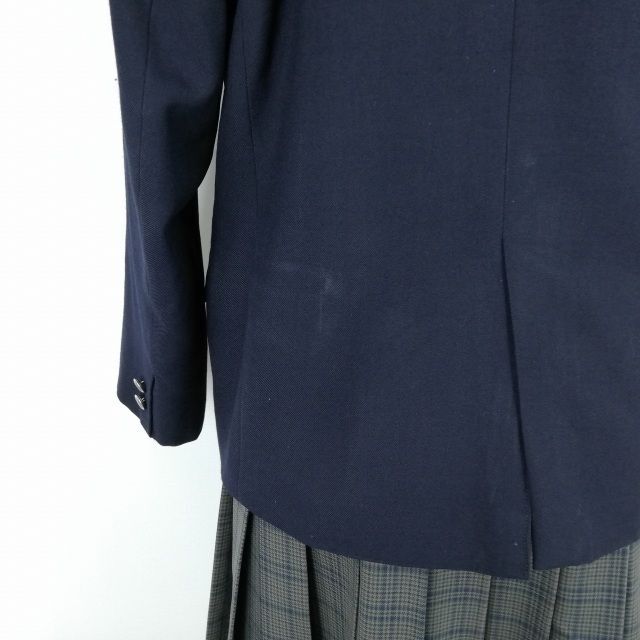 1円 ブレザー チェックスカート リボン 上下4点セット 指定 冬物 女子 学生服 東京大坂上中学 紺 制服 中古 ランクC EY8048_画像4