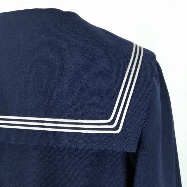 1円 セーラー服 ジャンパースカート 上下3点セット 指定 冬物 白3本線 女子 学生服 福岡筑紫女学園中学 紺 制服 中古 ランクC EY8014_画像3