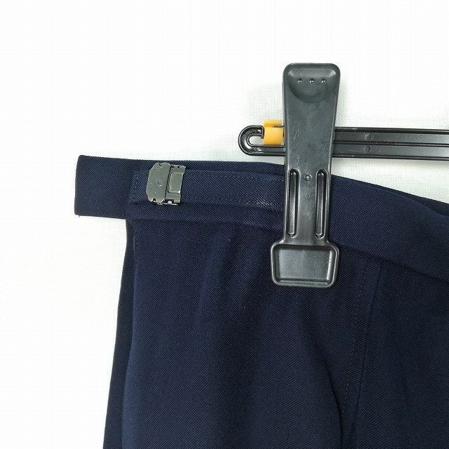 1円 スクールスカート 大きいサイズ 冬物 w80-丈59 紺 中学 高校 プリーツ 学生服 制服 女子 中古 IN4514_画像3