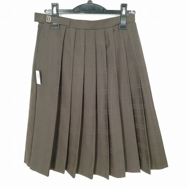 1円 スクールスカート 冬物 w63-丈59 チェック 中学 高校 プリーツ 学生服 制服 女子 中古 IN4665_画像2