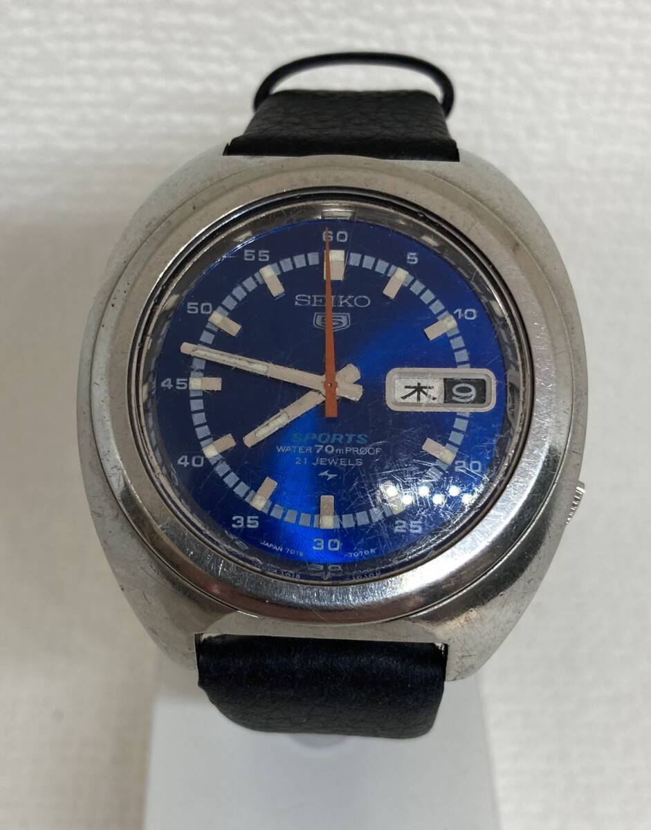 『5950a』 可動品 SEIKO セイコー 5SPORTS 7019-7050 自動巻き メンズ腕時計 アンティーク ヴィンテージ オートマチック 新品革ベルト付