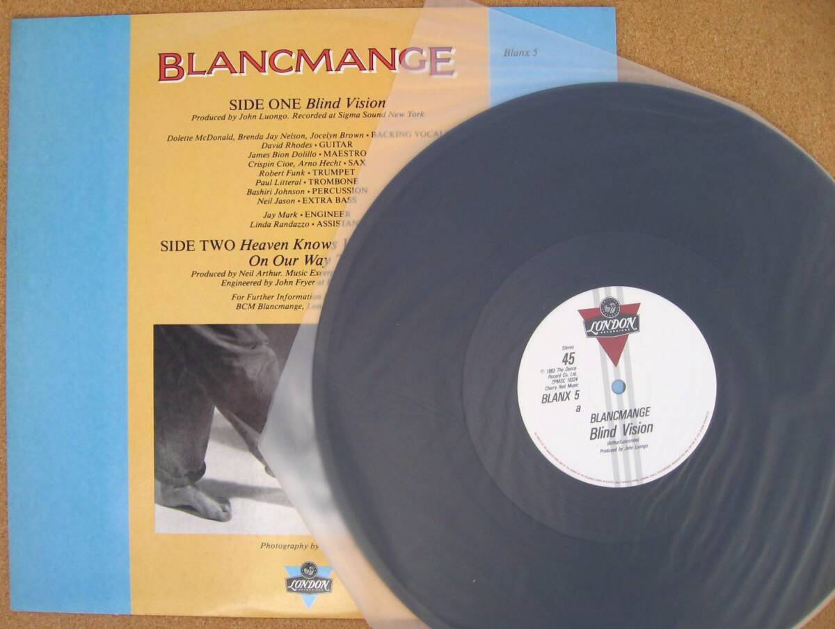 UK盤/12inchシングル◆BLANCMANGE_BLIND VISION◆45RPM　ブラマンジェ_画像3