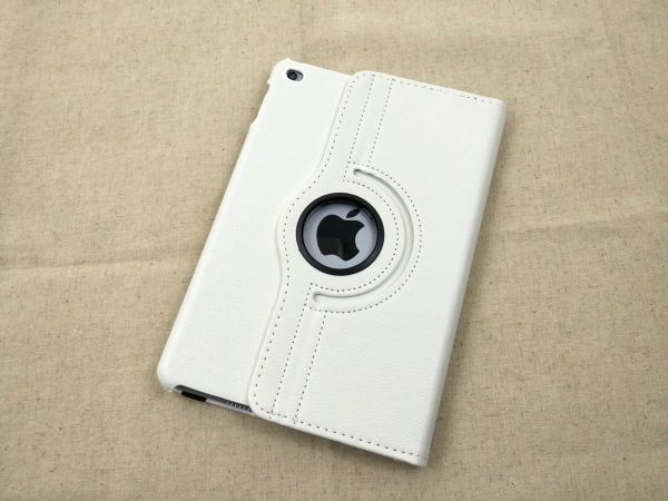 iPad mini4用 カバー PUレザー+ハードケース ゴム 回転タイプ ホワイト_画像2