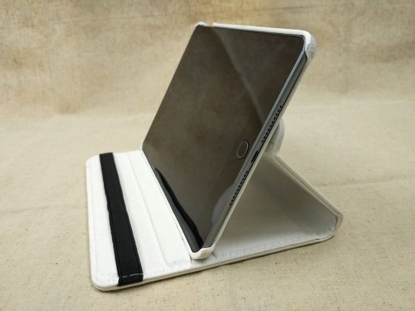 iPad mini4用 カバー PUレザー+ハードケース ゴム 回転タイプ ホワイト_画像4