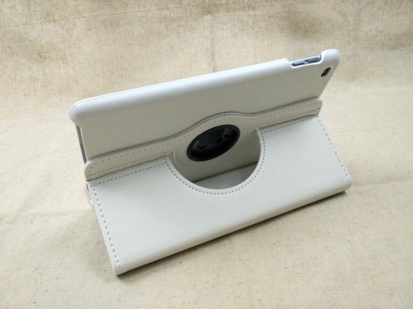 iPad mini4用 カバー PUレザー+ハードケース ゴム 回転タイプ ホワイト_画像6