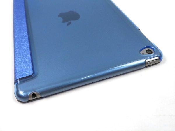 iPad mini4用 カバー PUレザー+ハードケース スタンド 三折 薄型 ブルー_画像6