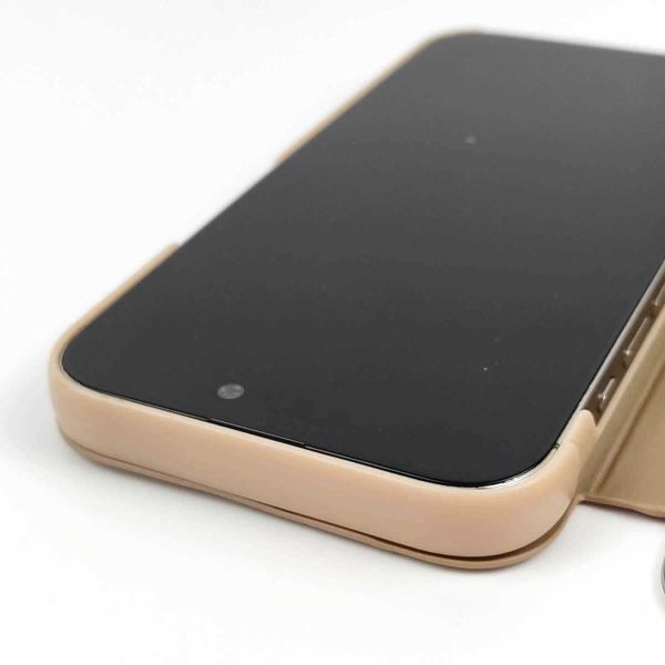 iPhone 15 Pro用 鏡面 手帳型ミラーフリップケース カバー 半透明 ゴールド_画像7