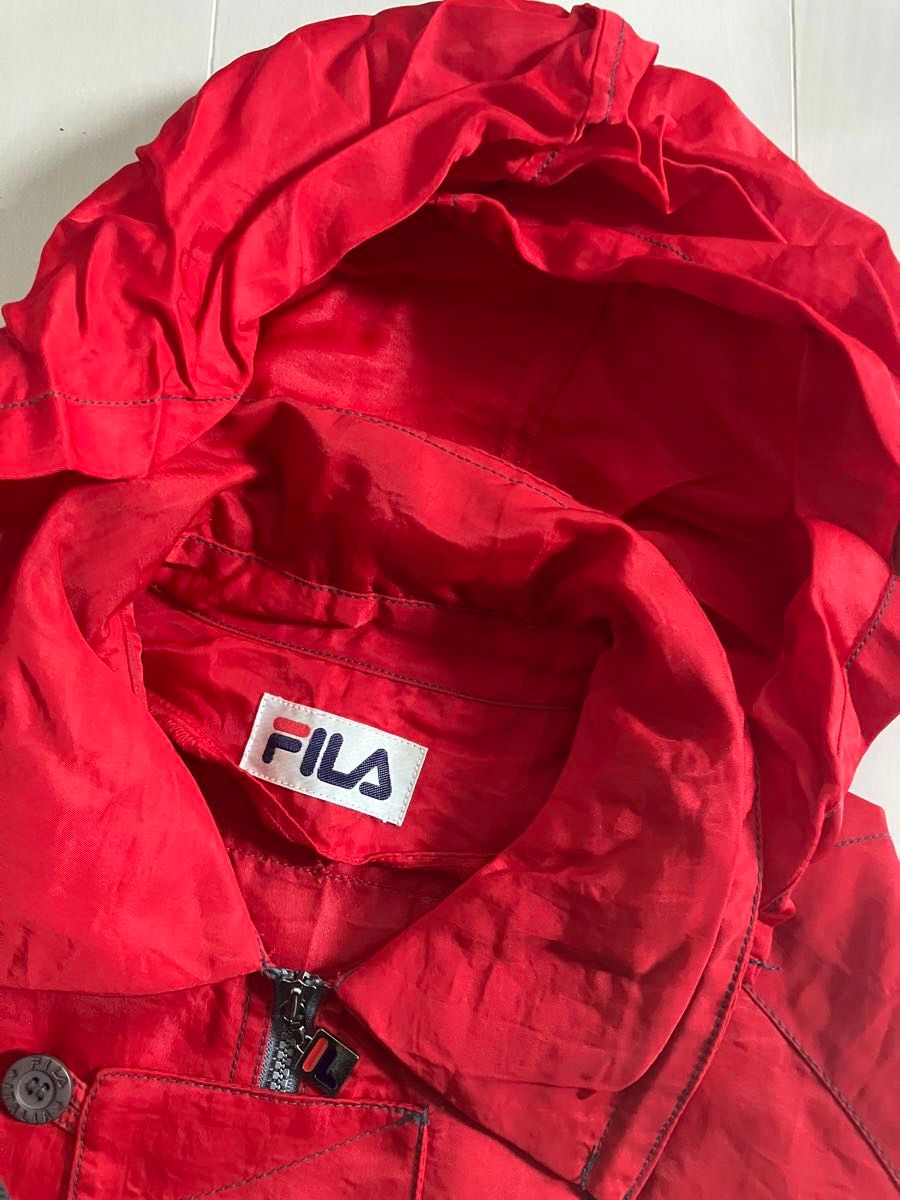 【撥水加工】FILA フィラ　90s ヴィンテージ　ナイロンジャケット　フード格納式　レインコート　SM y2k