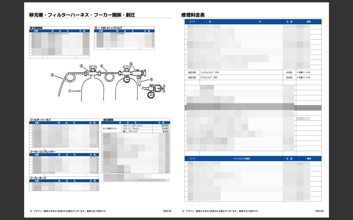 検査満タン 10Lタンク 2本セット 24年3月耐圧検査・塗装・バルブOH済 [28381][28389]_アクアラング社 料金表