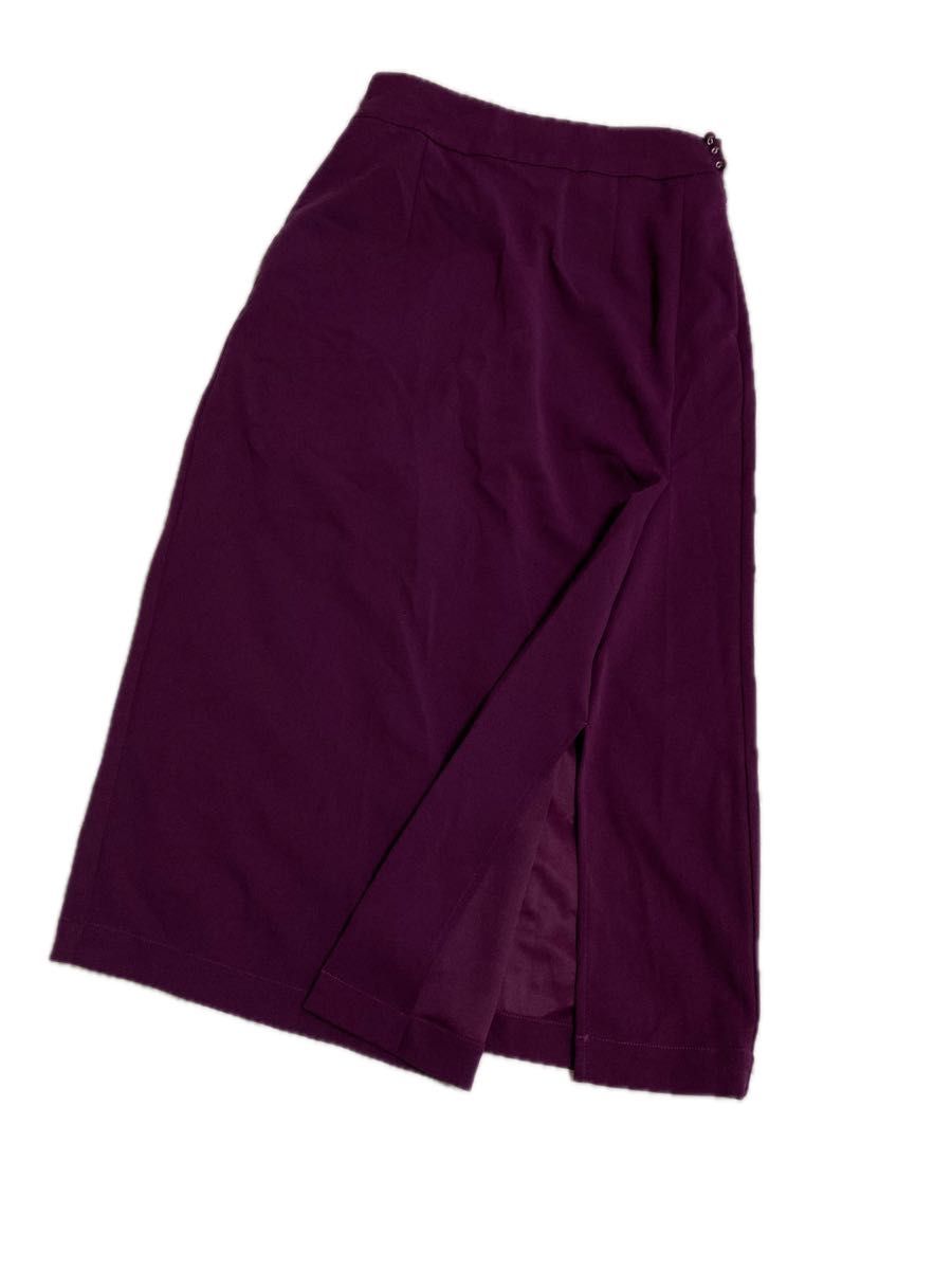 LEPSIM 紫 パープル 濃い紫 タイトスカート スリット 通勤服 伸縮性 リラックス ロングスカート ハイウエスト 