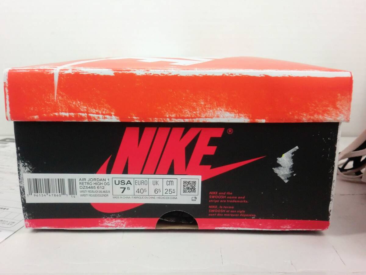 A3329 NIKE AIR JORDAN 1 RETRO HI OG サイズ25.5cm DZ5485-612 エアジョーダン1 スニーカー ナイキ 靴 の画像9