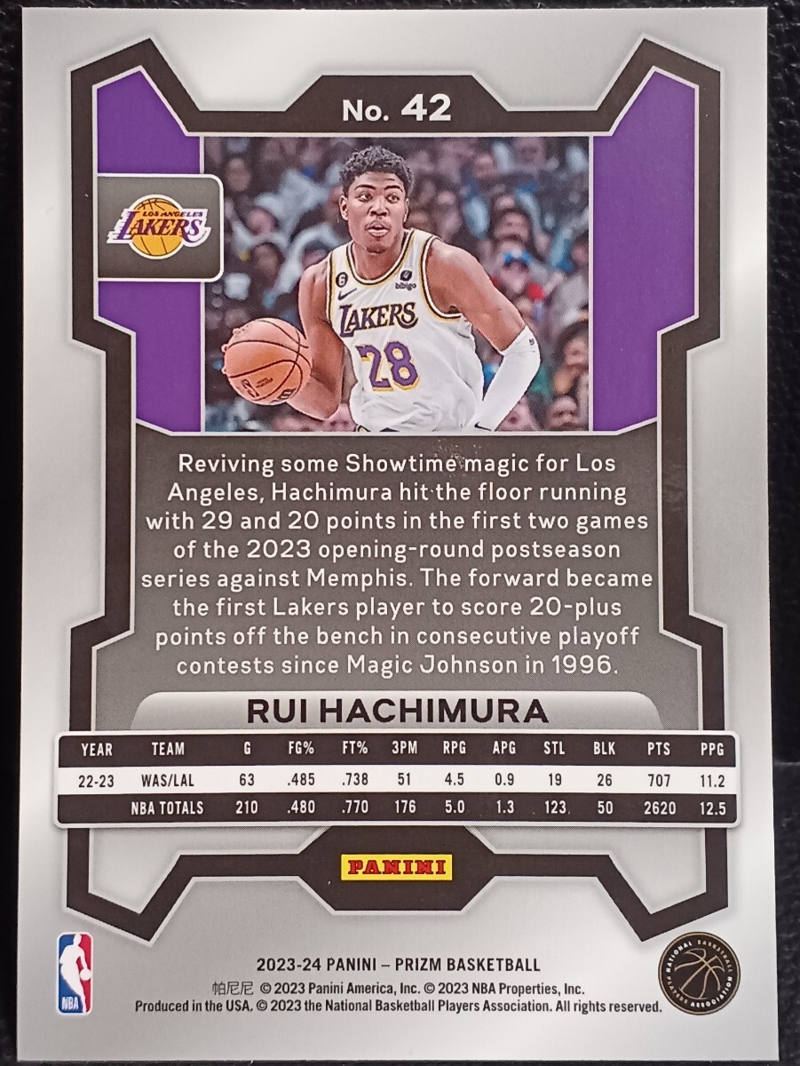 2023-24 Panini Prizm Basketball Rui Hachimura NBA 八村塁 Lakers _画像2
