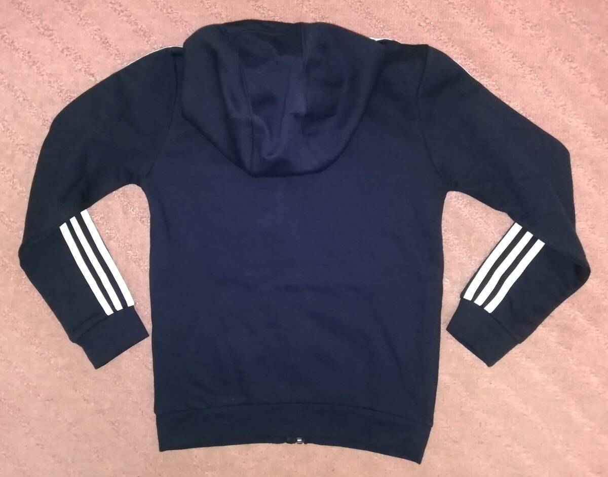 ◎即決★ アディダス adidas エッセンシャルズ スリーストライプス フルジップパーカー 濃紺/白 140cm IC0600 EC043_画像2