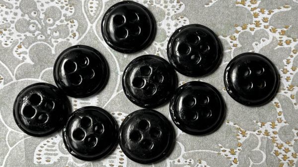  быстрое решение metal кнопка 9 шт φ14mm чёрный черный 4 дыра материалы материал детали переделка Франция импорт Vintage 
