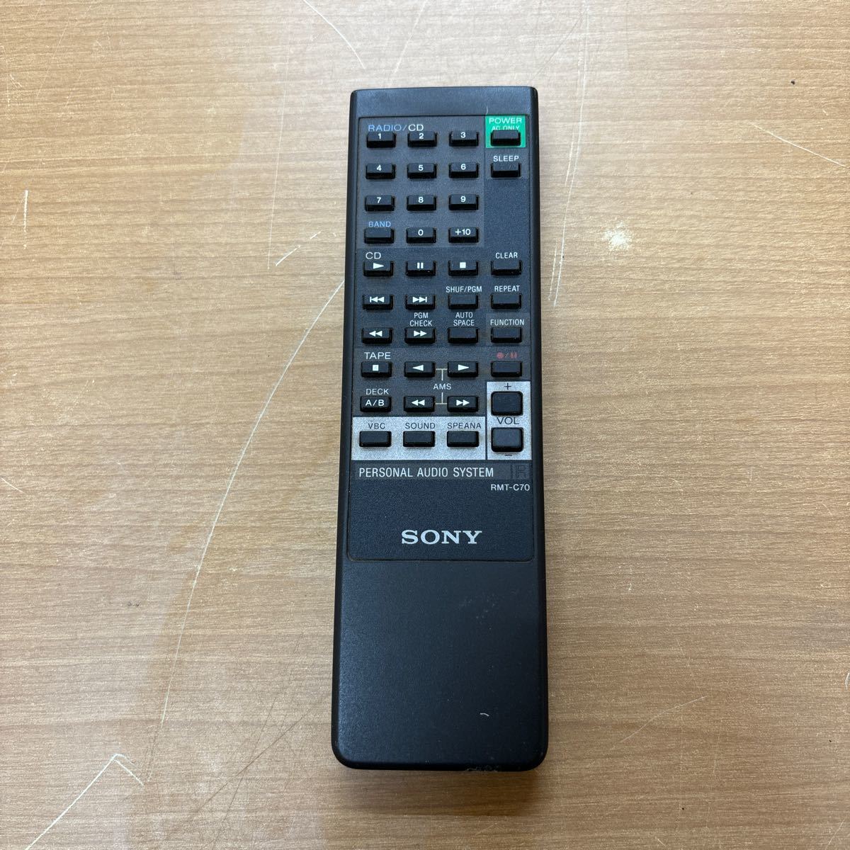 TA-445☆クリックポスト(全国一律送料185円) SONY ソニー ZS-70 用 オーディオリモコン 品番 RMT-C70◆中古品◆ 赤外線出力確認済_画像1