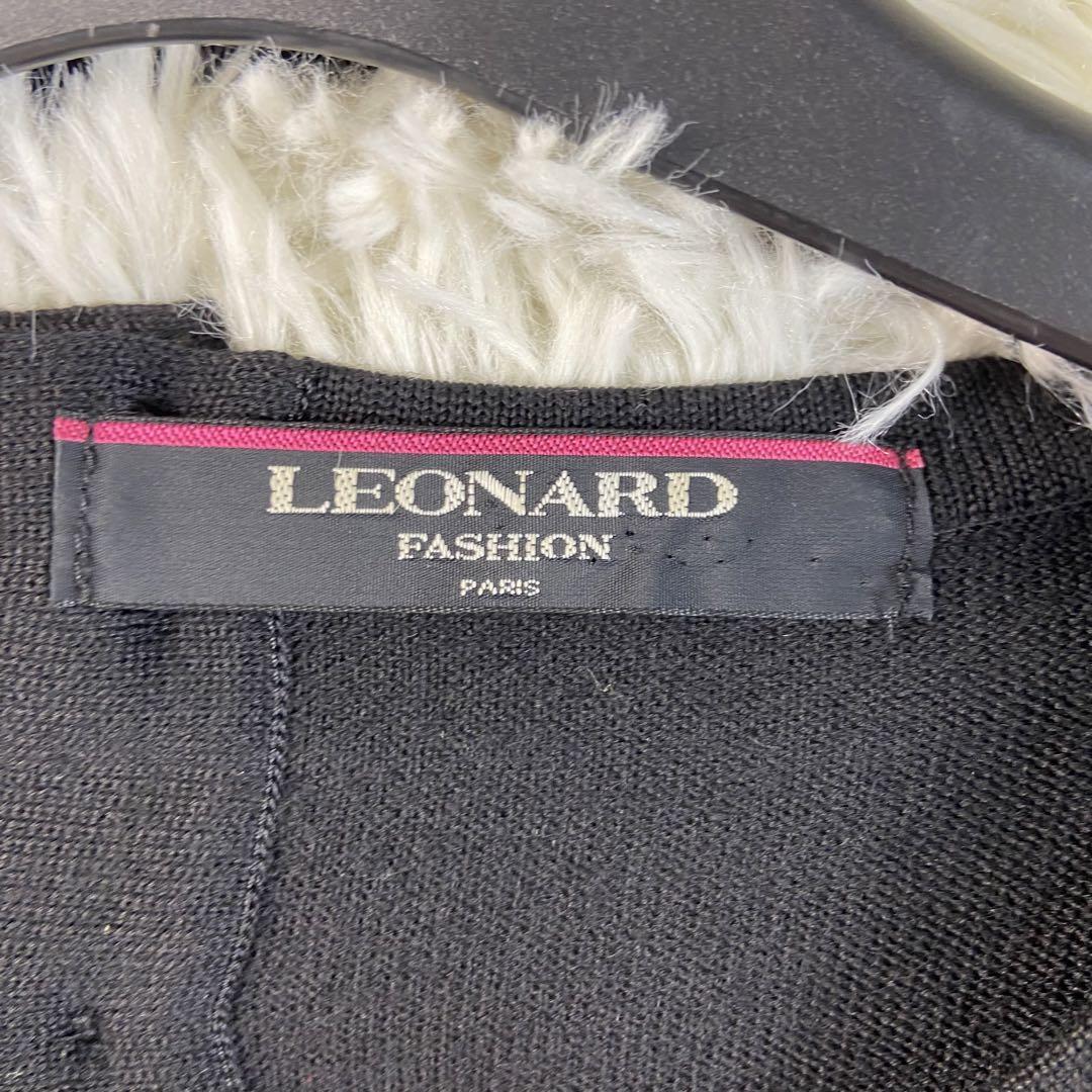 希少L１円◎LEONARD レオナール チュニック トリム 花柄 フラワー ウール シルク トリム 黒 L ブラック 長袖 春 スプリング　毛　絹_画像5