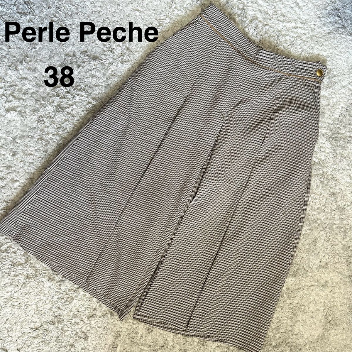 Perle Peche ペルルペッシュ ガウチョパンツ ワイドパンツ スカーチョ 千鳥格子 日本製 38