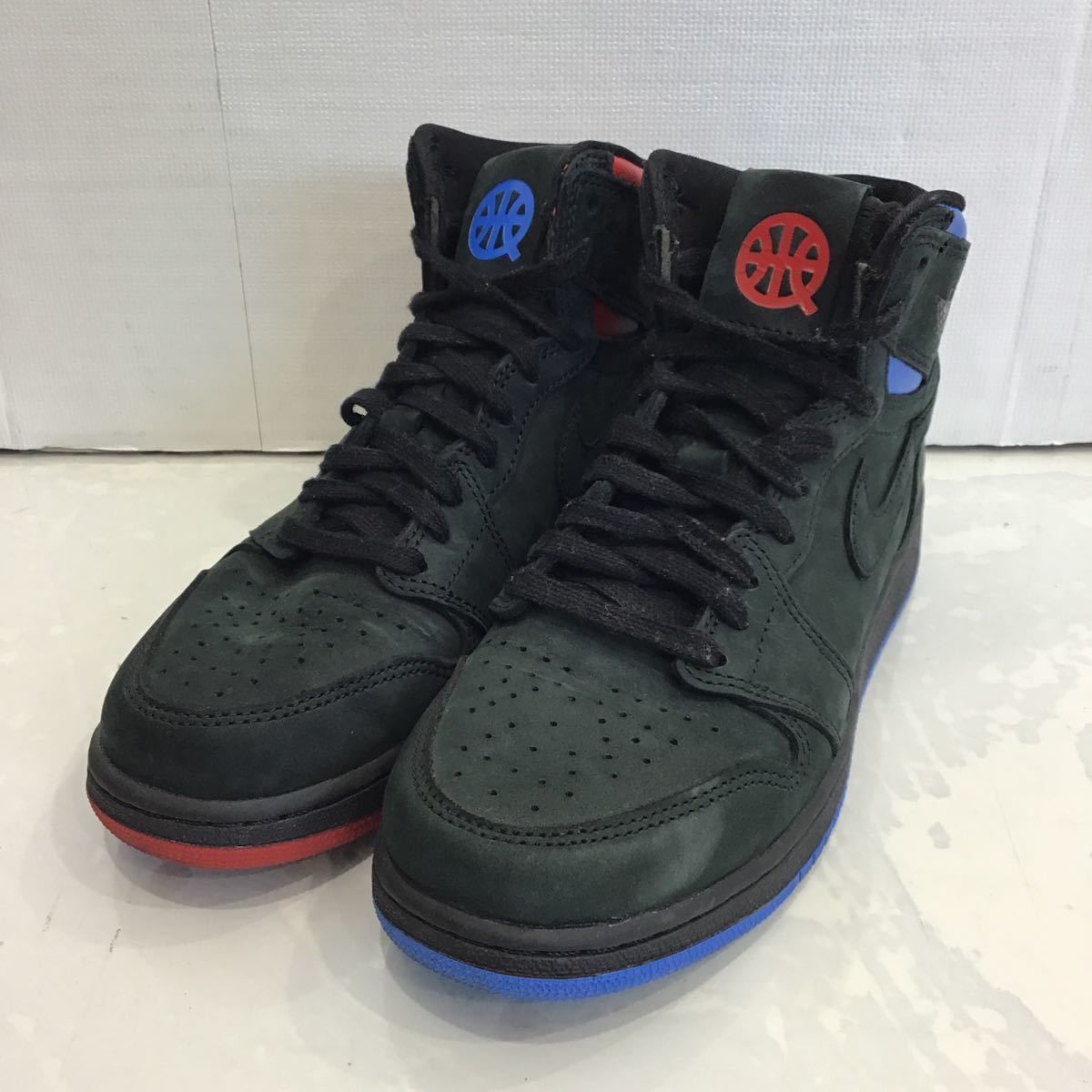 【NIKE ナイキ】AH1041-054 Girls Air Jordan 1 Retro High OG Quai 54 エアジョーダン1 23.5cm ブラック レザー 2403oki_画像1