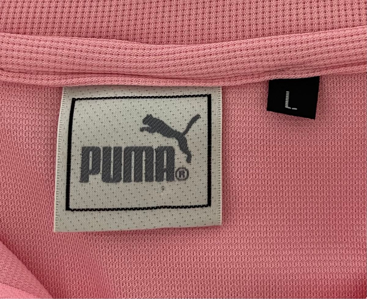051 プーマ　ハーフジップ　半袖カットソー　半袖Tシャツ　ピンク　L テニスウェア 半袖ポロシャツ
