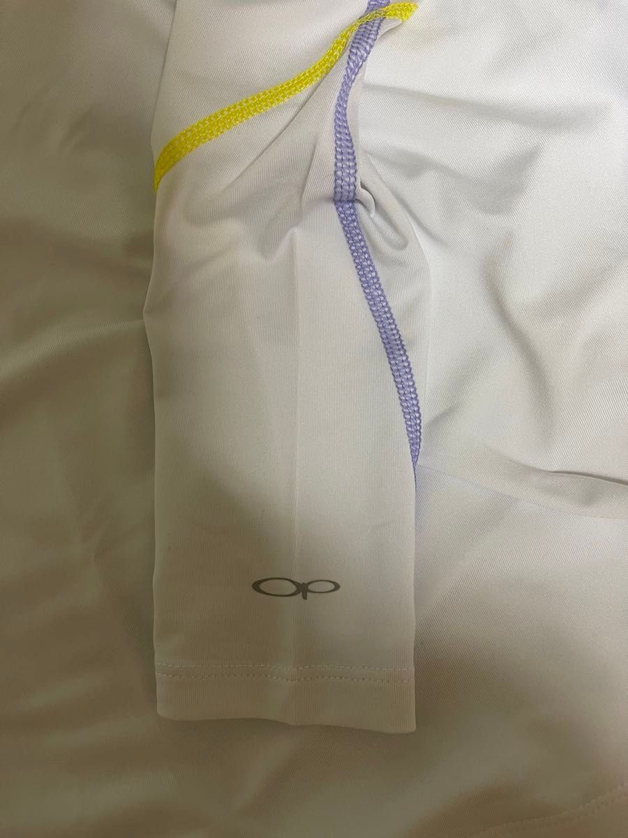 009 美品　オーシャンパシフィック　カラーライン コンプレッション モックネック　長袖シャツ　LL 白　黄色　紫