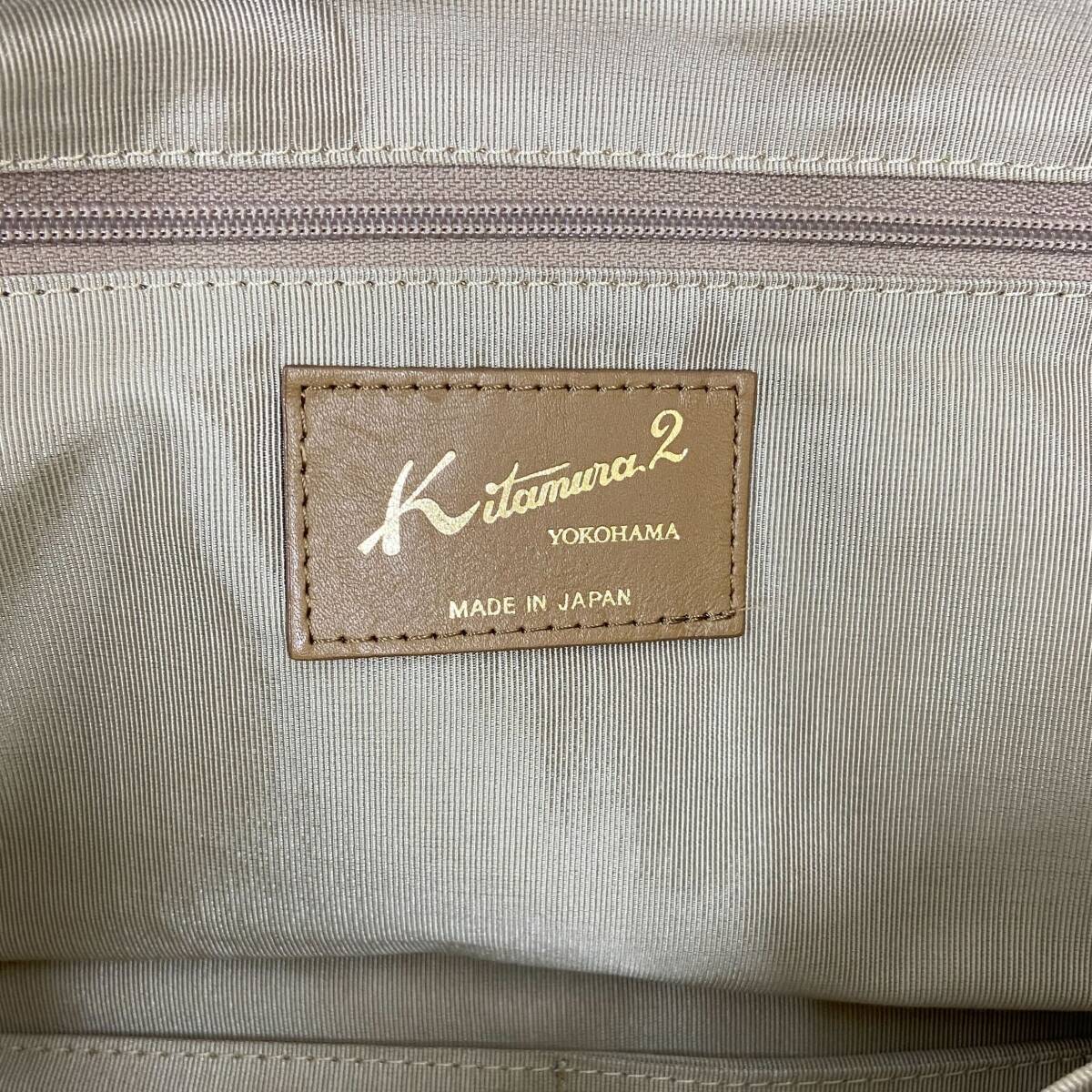 Kitamura2 YOKOHAMA キタムラ2 横浜 トートバッグ ショルダー 長さ調節可能 茶色 ベージュ レザー 鞄 レディース 中古品 【5644】の画像6