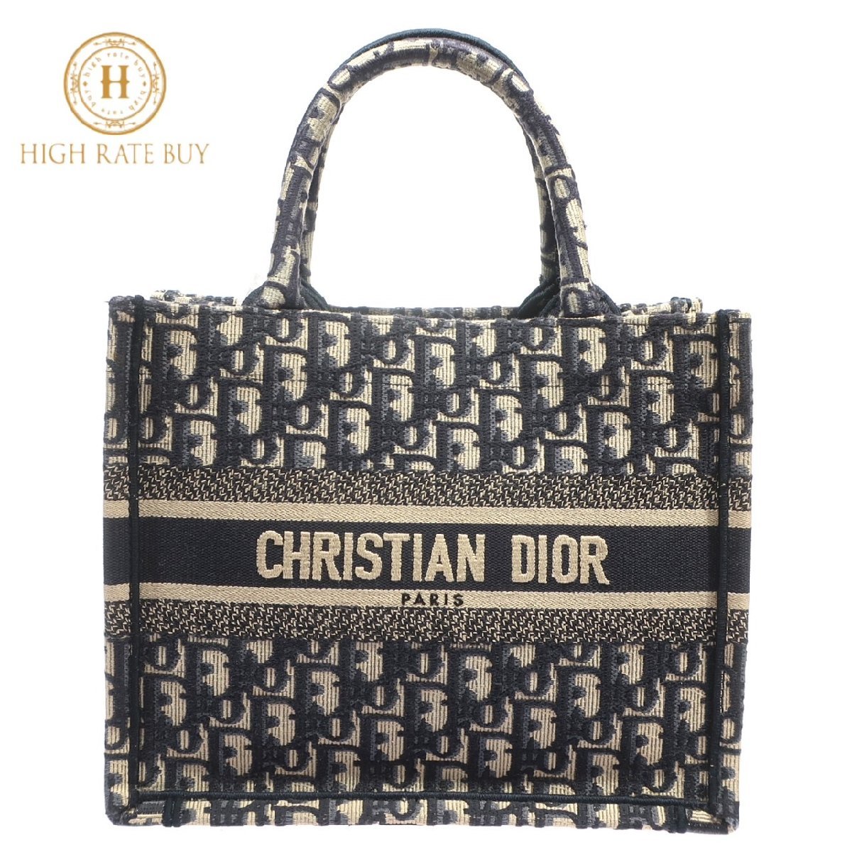 【未使用品】Christian Dior クリスチャンディオール ブックトート スモール M1265ZRIW トートバッグ キャンバス ネイビー レディース