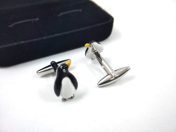 カフスボタン カフリンクス ペンギン 動物 面白 シルバーの画像3