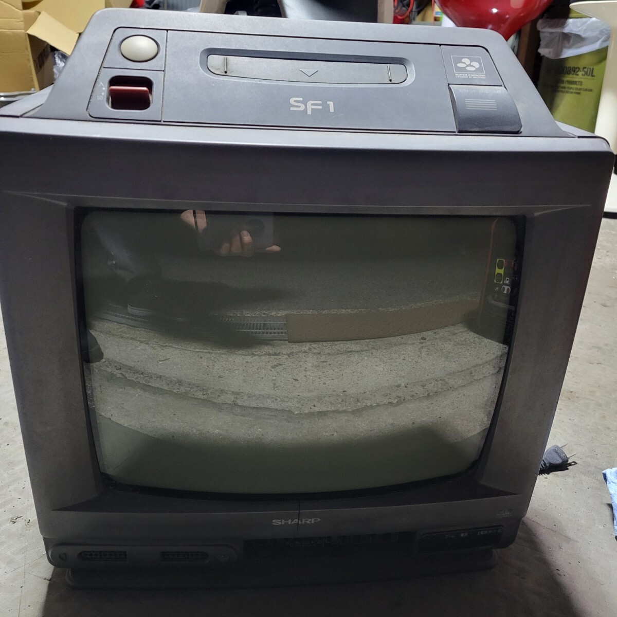  Super Famicom built-in tv 14G-SF1 14 type sharp SHARP Brown tube tv retro 