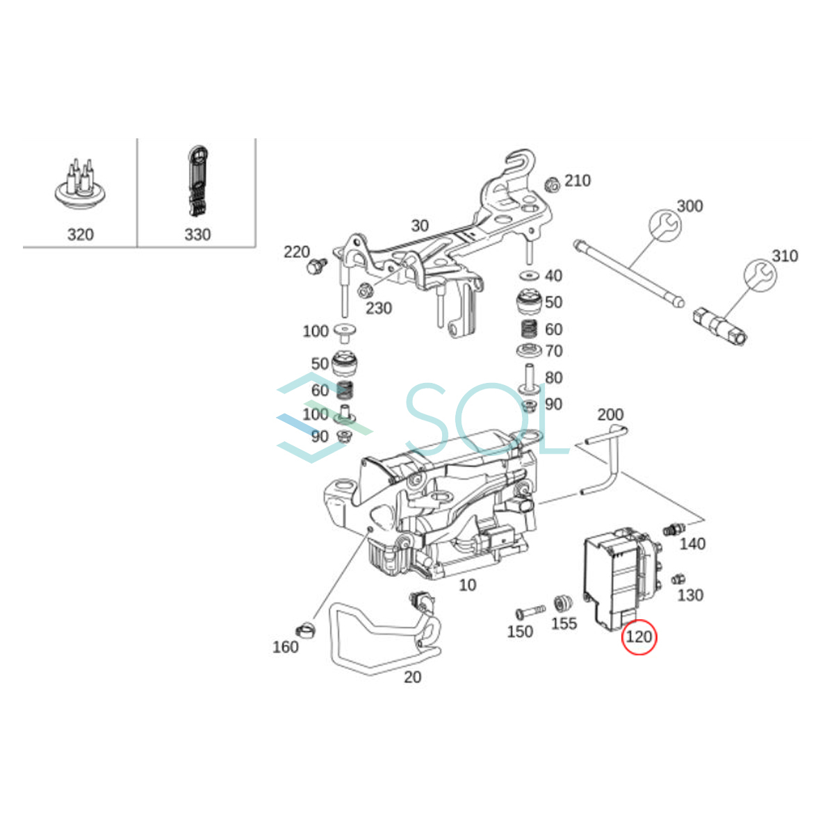 ベンツ W205 エアサスコンプレッサー バルブブロック バルブユニット C180 C200 C220d C350e C43 C63S 0993200058 出荷締切18時_画像4