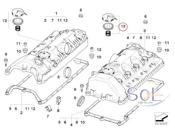 BMW E65 E66 E53 E70 X5 シリンダーヘッド オイルキャップ 735i 740i 745i 750i 745Li 750Li 4.4i 4.8is 3.0si 4.8i 11127547058_画像2