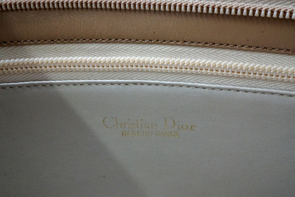 クリスチャン ディオール ヴィンテージ ショルダーバッグ ロゴ ゴールド金具 レザー ベージュ Christian Dior 7992h2_画像10