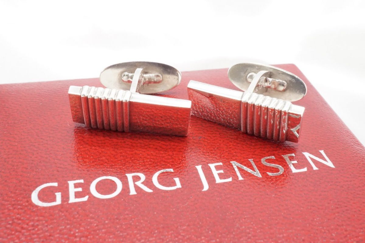  George Jensen запонки кафф links квадратное plate полоса линия мужской аксессуары SV925 серебряный серебряный GEORG JENSEN 8046k