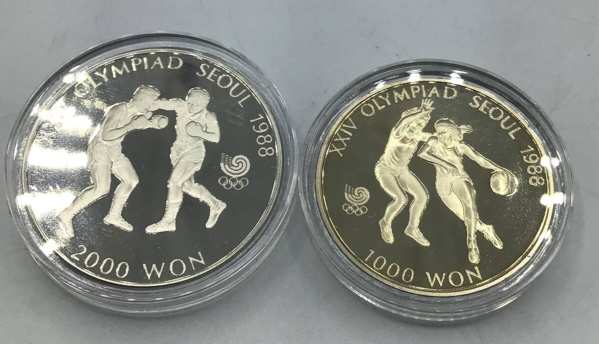 【9954】 SEOUL 1988年 ソウルオリンピック記念メダル 記念硬貨 1000ウォン・2000ウォン ケース付の画像4