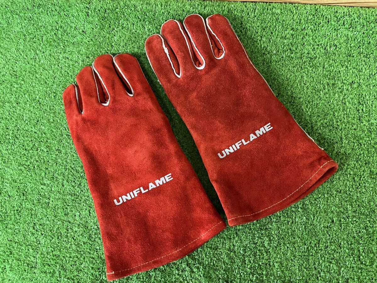 ユニフレーム　UNIFLAME　革手袋　キャンプグローブ　キャンプ　アウトドア　手袋　革製　レッド　赤系　mc03019845_画像1
