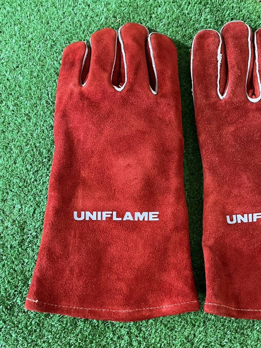 ユニフレーム　UNIFLAME　革手袋　キャンプグローブ　キャンプ　アウトドア　手袋　革製　レッド　赤系　mc03019845_画像3
